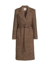 Shop Sam Edelman Herringbone Wrap Coat Brown Cozy Herringbone at Saks Fifth Avenue